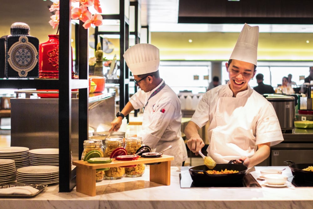 Malaysia Airlines Lounge Chef live cooking stations