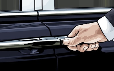 hand on a car door handle
